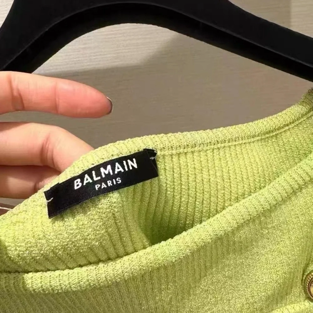Authentic Balmain Women's Light Green Crop Top - Picture 2 of 4